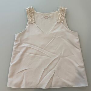 cooper & ella Cream Tank with Chic Ruffle Shoulder Detail — Women's Size Medium